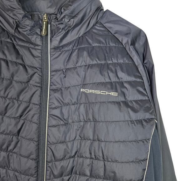Porsche Drivers Selection Padded Windbreaker Jacket Blue Waterproof Large Mens - Picture 10 of 16
